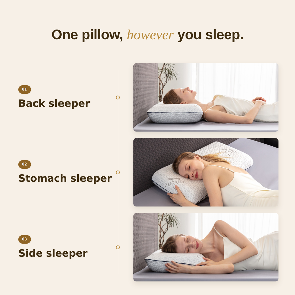 Side sleeper resting on a VaVerto memory foam pillow