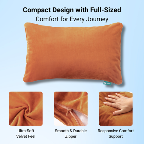 Vaverto Memory Foam Travel and Camping Pillow with Velvet or Bamboo Cover