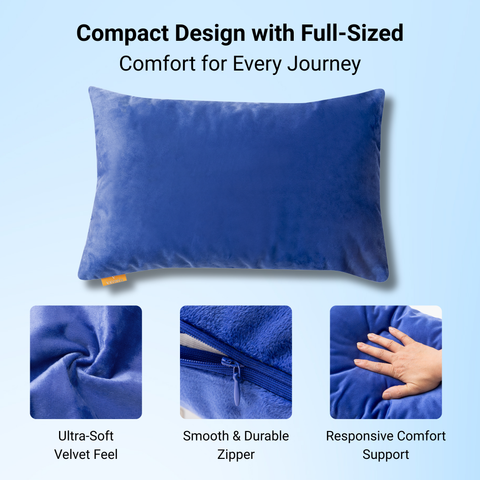 Vaverto Memory Foam Travel and Camping Pillow with Velvet or Bamboo Cover