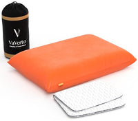 Thumbnail for Vaverto Rusty Orange Travel and Camping Pillow - Compressible Medium Firm Memory Foam, Viscose Made from Bamboo Cover, Machine Washable, Ideal for Backpacking, Airplane, Car Travel