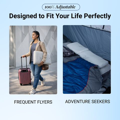 Vaverto Memory Foam Travel and Camping Pillow with Velvet or Bamboo Cover