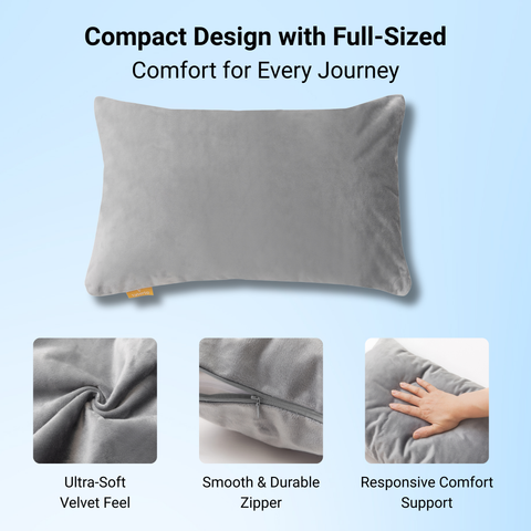 Vaverto Memory Foam Travel and Camping Pillow with Velvet or Bamboo Cover