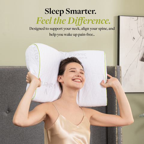 Vaverto Orthopedic Cervical Memory Foam Pillow with Organic Cotton Cover