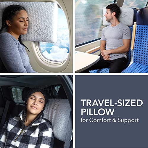 Vaverto Gray Travel and Camping Pillow - Compressible Medium Firm Memory Foam, Viscose Made from Bamboo Cover, Machine Washable, Ideal for Backpacking, Airplane, Car Travel