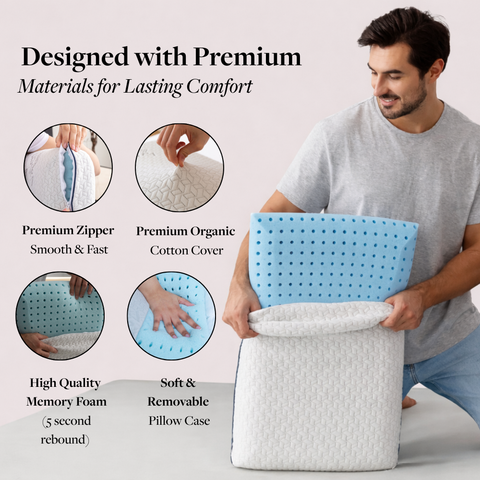 Vaverto Cooling Gel Memory Foam Pillow with Bamboo Viscose Cover - King Size