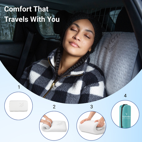 Vaverto Memory Foam Travel and Camping Pillow with Velvet or Bamboo Cover