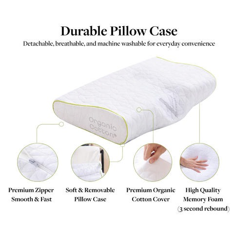 Vaverto Orthopedic Cervical Memory Foam Pillow with Organic Cotton Cover