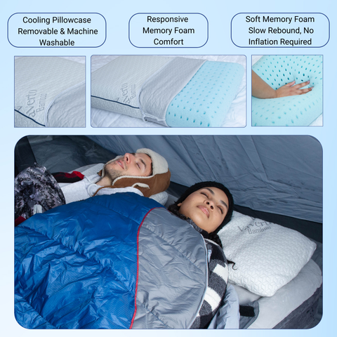 Vaverto Memory Foam Travel and Camping Pillow with Velvet or Bamboo Cover