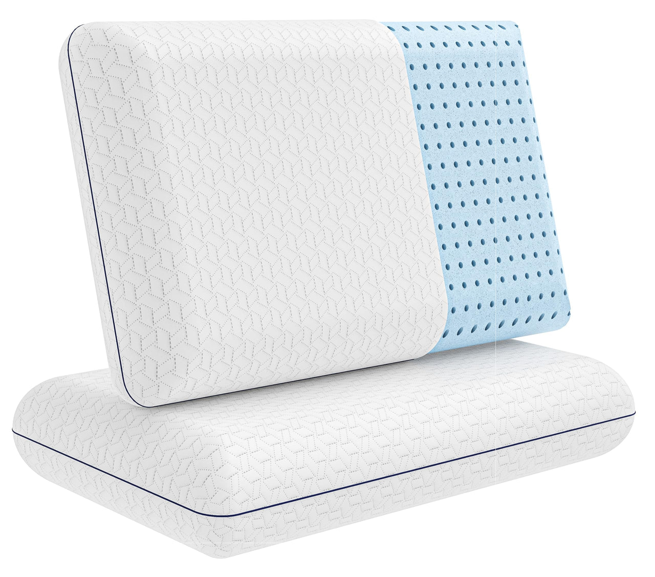 Vaverto Gel Memory Foam Pillow 2 Pack - Queen Size - Ventilated, Bed Pillows with Viscose Made from Bamboo Pillow Cover,Cooling, Contoured Support